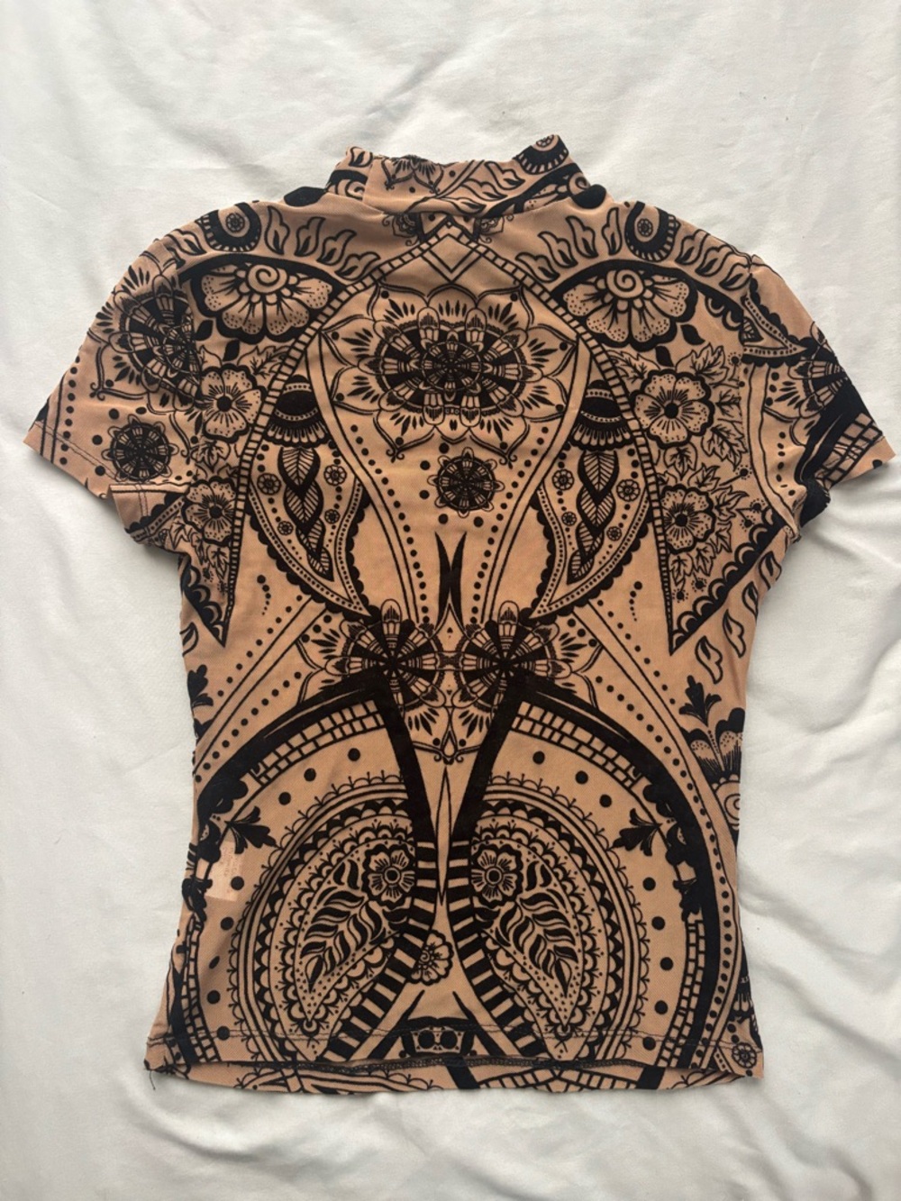 SHEIN Black & Beige Paisley Short Sleeve Tee - Picture 2 of 2